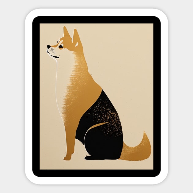 Shiba Inu Dog, Japanese Art, Minimalist Sticker by logiamerch
